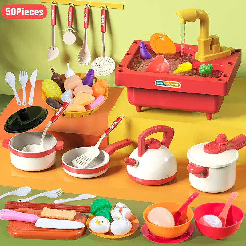 Kids Kitchen Play Set With Wash Basin Sink Plastic Toy Ages 6 To 12