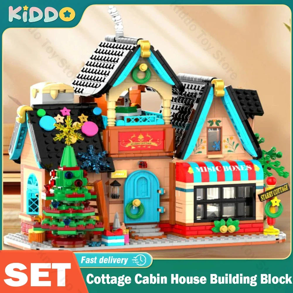 Starry Cottage Building Block Set for Kids, ABS Plastic Indoor Decoration Toy